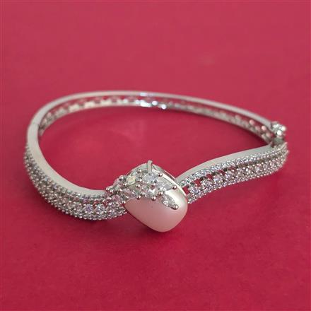 Cubic Zirconia Openable kada with Rhodium Plating 2 Tone Plating Mehndi Plating