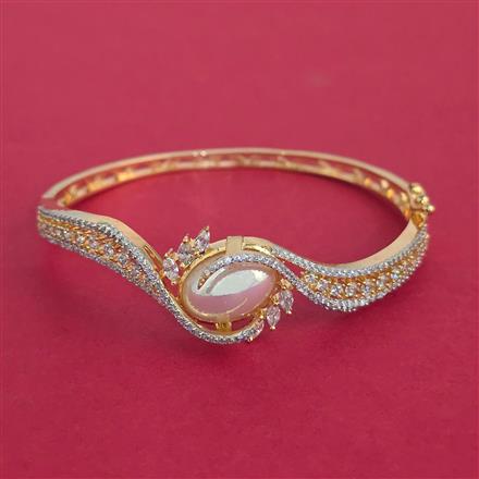 Cubic Zirconia Openable kada with Rhodium Plating 2 Tone Plating Mehndi Plating