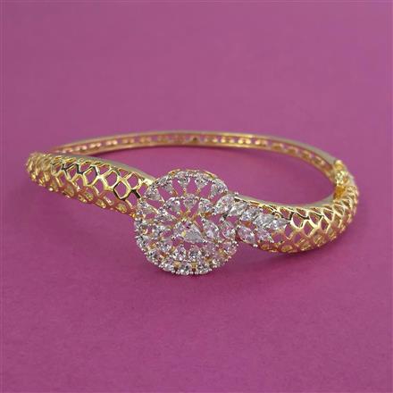 Cubic Zirconia Openable kada with Rhodium Plating 2 Tone Plating
