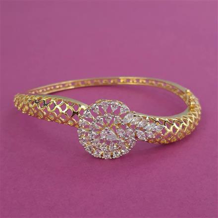 Cubic Zirconia Openable kada with Rhodium Plating 2 Tone Plating