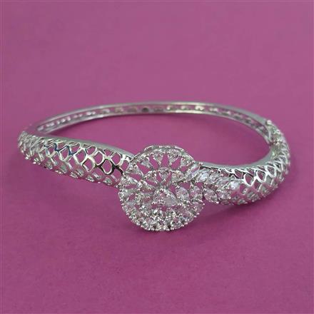 Cubic Zirconia Openable kada with Rhodium Plating 2 Tone Plating