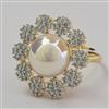 Cubic Zirconia Adjustable Ring with Rhodium Plating 2 Tone Plating