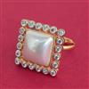 Cubic Zirconia Adjustable Ring with Rhodium Plating 2 Tone Plating