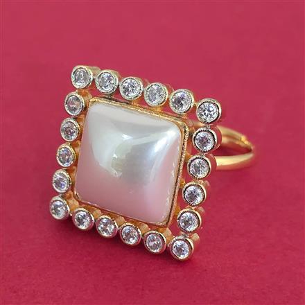 Cubic Zirconia Adjustable Ring with Rhodium Plating 2 Tone Plating