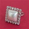 Cubic Zirconia Adjustable Ring with Rhodium Plating 2 Tone Plating