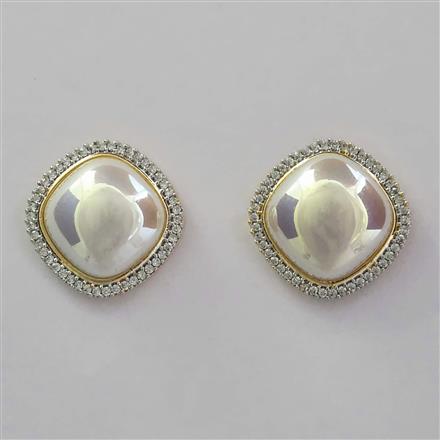 Cubic Zirconia Tops with Rhodium Plating 2 Tone Plating