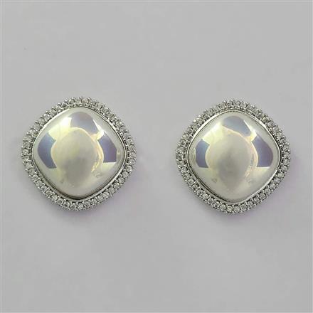 Cubic Zirconia Tops with Rhodium Plating 2 Tone Plating
