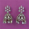 Cubic Zirconia Jhumki with Rhodium Plating 2 Tone Plating Mehndi Plating