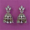 Cubic Zirconia Jhumki with Rhodium Plating 2 Tone Plating Mehndi Plating