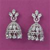 Cubic Zirconia Jhumki with Rhodium Plating 2 Tone Plating Mehndi Plating