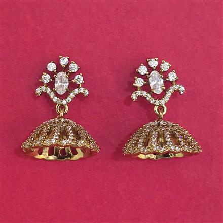 Cubic Zirconia Jhumki with Rhodium Plating 2 Tone Plating Mehndi Plating