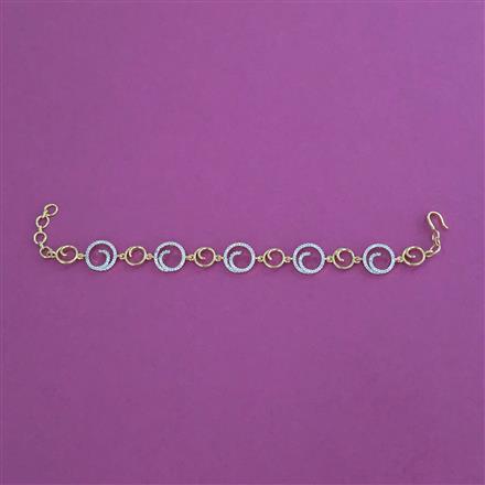 Cubic Zirconia Adjustable Bracelet With Mehndi Plating 2 Tone Plating Rhodium Plating