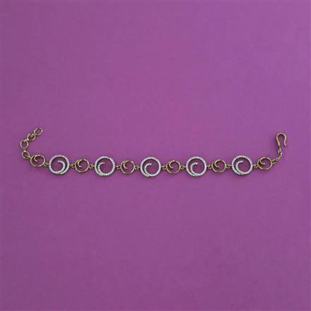 Cubic Zirconia Adjustable Bracelet With Mehndi Plating 2 Tone Plating Rhodium Plating