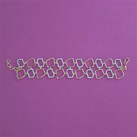 Cubic Zirconia Adjustable Bracelet With 2 Tone Plating Rhodium Plating