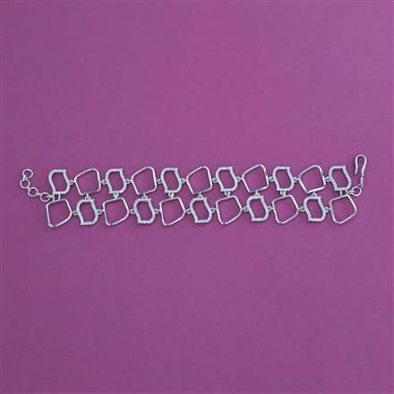 Cubic Zirconia Adjustable Bracelet With 2 Tone Plating Rhodium Plating