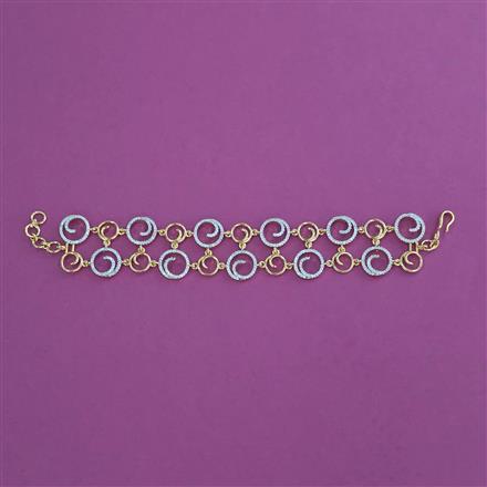 Cubic Zirconia Adjustable Bracelet With 2 Tone Plating Rhodium Plating