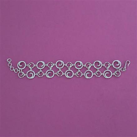 Cubic Zirconia Adjustable Bracelet With 2 Tone Plating Rhodium Plating