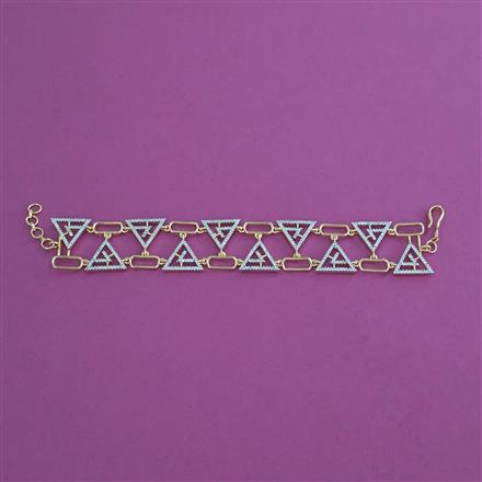 Cubic Zirconia Adjustable Bracelet With Mehndi Plating 2 Tone Plating Rhodium Plating