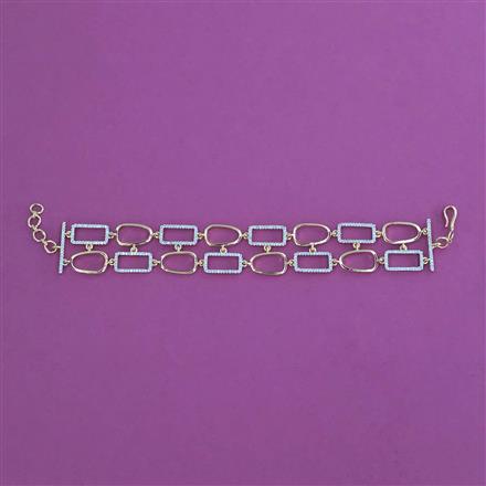 Cubic Zirconia Adjustable Bracelet With 2 Tone Plating Rhodium Plating