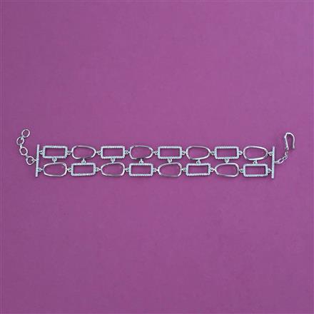 Cubic Zirconia Adjustable Bracelet With 2 Tone Plating Rhodium Plating