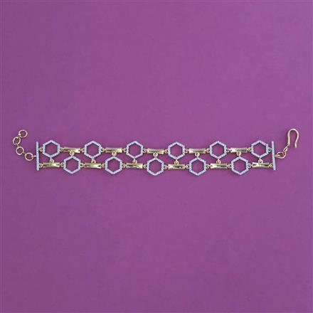 Cubic Zirconia Adjustable Bracelet With 2 Tone Plating Rhodium Plating