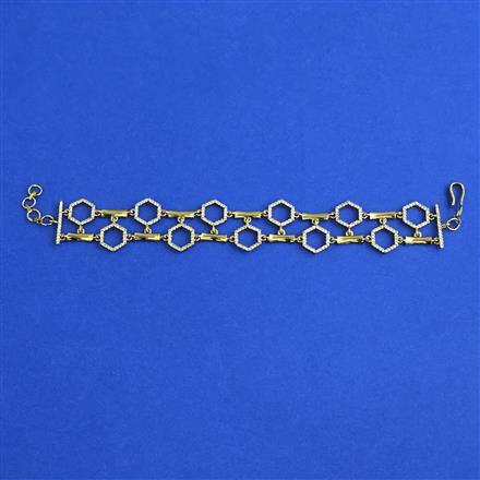 American Diamond Adjustable Bracelet with Rhodium Plating 2 Tone Plating Mehndi Plating