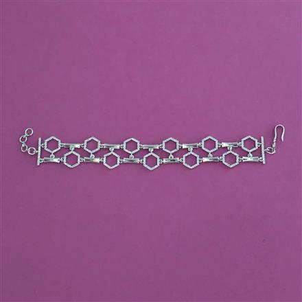 Cubic Zirconia Adjustable Bracelet With 2 Tone Plating Rhodium Plating