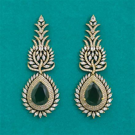 American Diamond Long Earring With Mehndi Plating