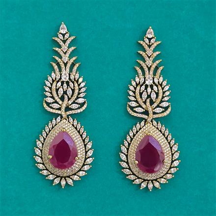 American Diamond Long Earring With Mehndi Plating