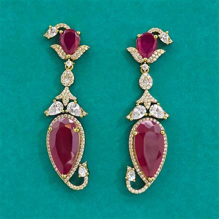 American Diamond Long Earring With Mehndi Plating