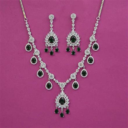 American Diamond Classic Necklace With Rhodium Plating