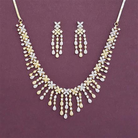 American Diamond Classic Necklace With 2 Tone Plating