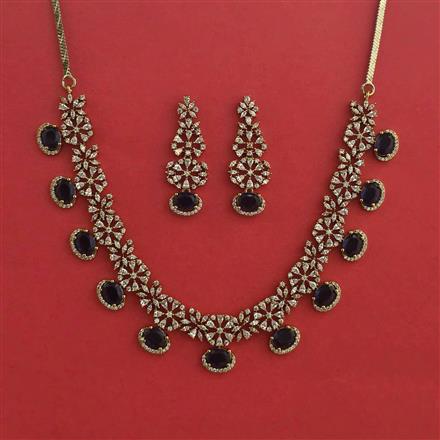 American Diamond Classic Necklace With Mehndi Plating