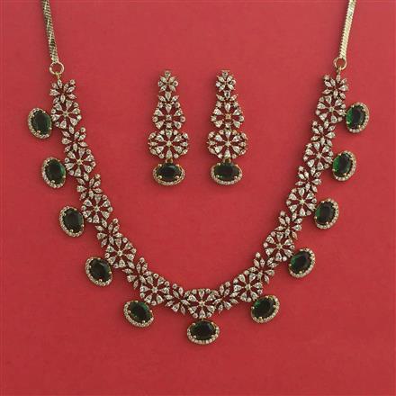 American Diamond Classic Necklace With Mehndi Plating