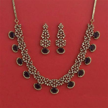 American Diamond Classic Necklace With Mehndi Plating