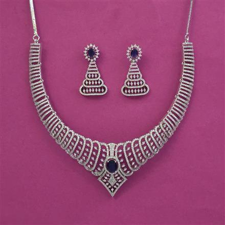 American Diamond Classic Necklace With Rhodium Plating