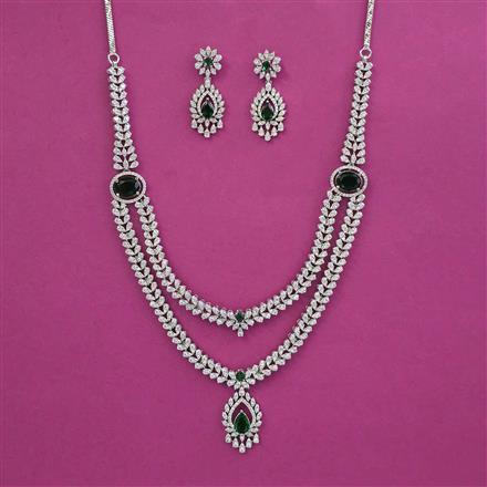 American Diamond Classic Necklace With Rhodium Plating