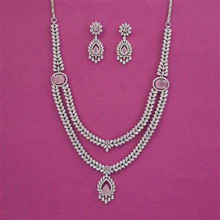 American Diamond Classic Necklace With Rhodium Plating