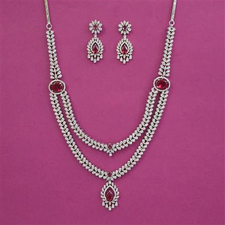American Diamond Classic Necklace With Rhodium Plating