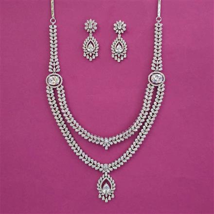 American Diamond Classic Necklace With Rhodium Plating