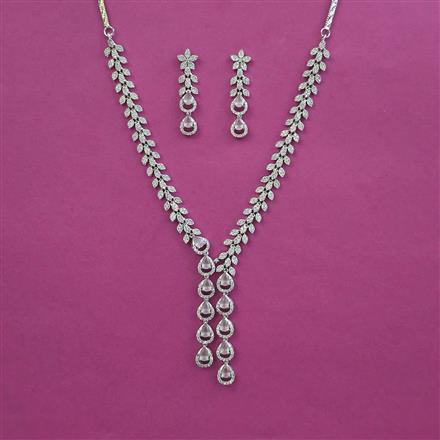 American Diamond Classic Necklace With Rhodium Plating
