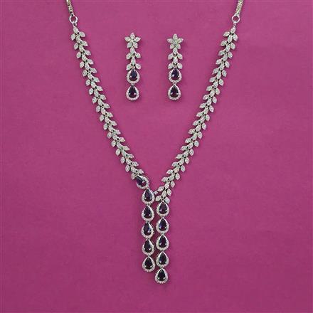 American Diamond Classic Necklace With Rhodium Plating