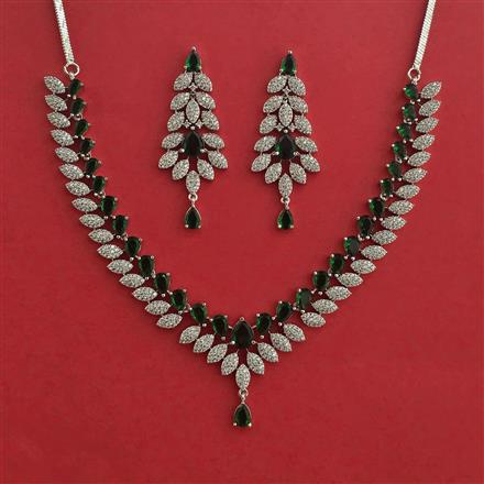 American Diamond Classic Necklace With Rhodium Plating