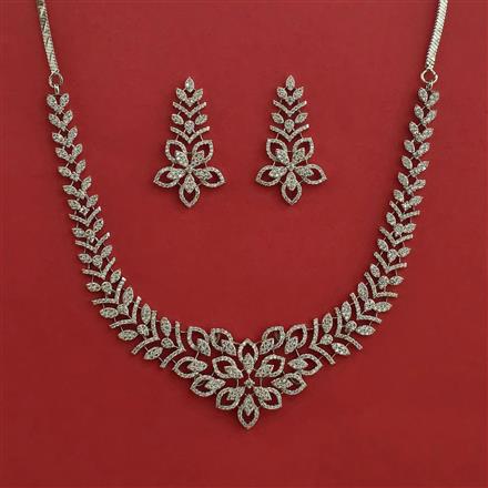American Diamond Classic Necklace With 2 Tone Plating Rhodium Plating