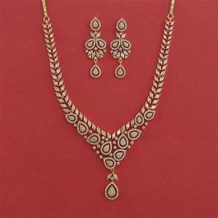 American Diamond Classic Necklace With 2 Tone Plating Rhodium Plating