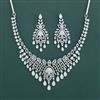 American Diamond Classic Necklace With Rhodium Plating