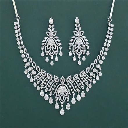 American Diamond Classic Necklace With Rhodium Plating