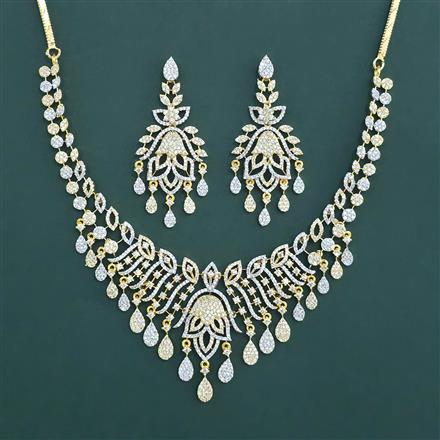 American Diamond Classic Necklace With 2 Tone Plating