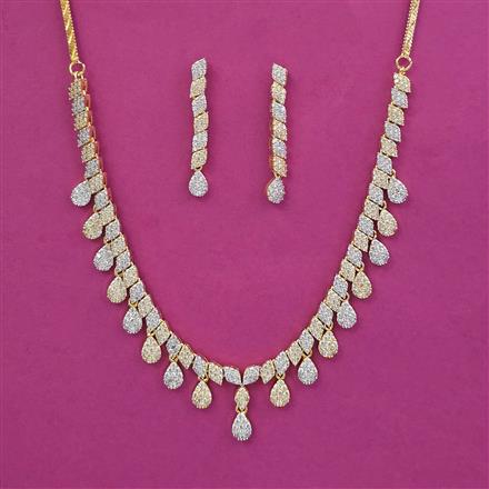 American Diamond Delicate Necklace With 2 Tone Plating Rhodium Plating