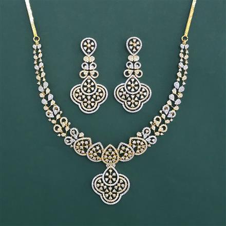 American Diamond Classic Necklace With 2 Tone Plating